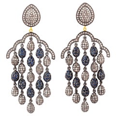 Blue Sapphire Diamond Raindrop Earrings