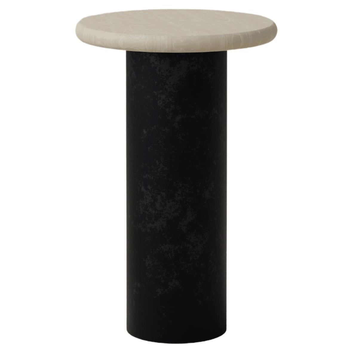 Table basse en forme de goutte d'eau, 300, frêne/tabouret patiné