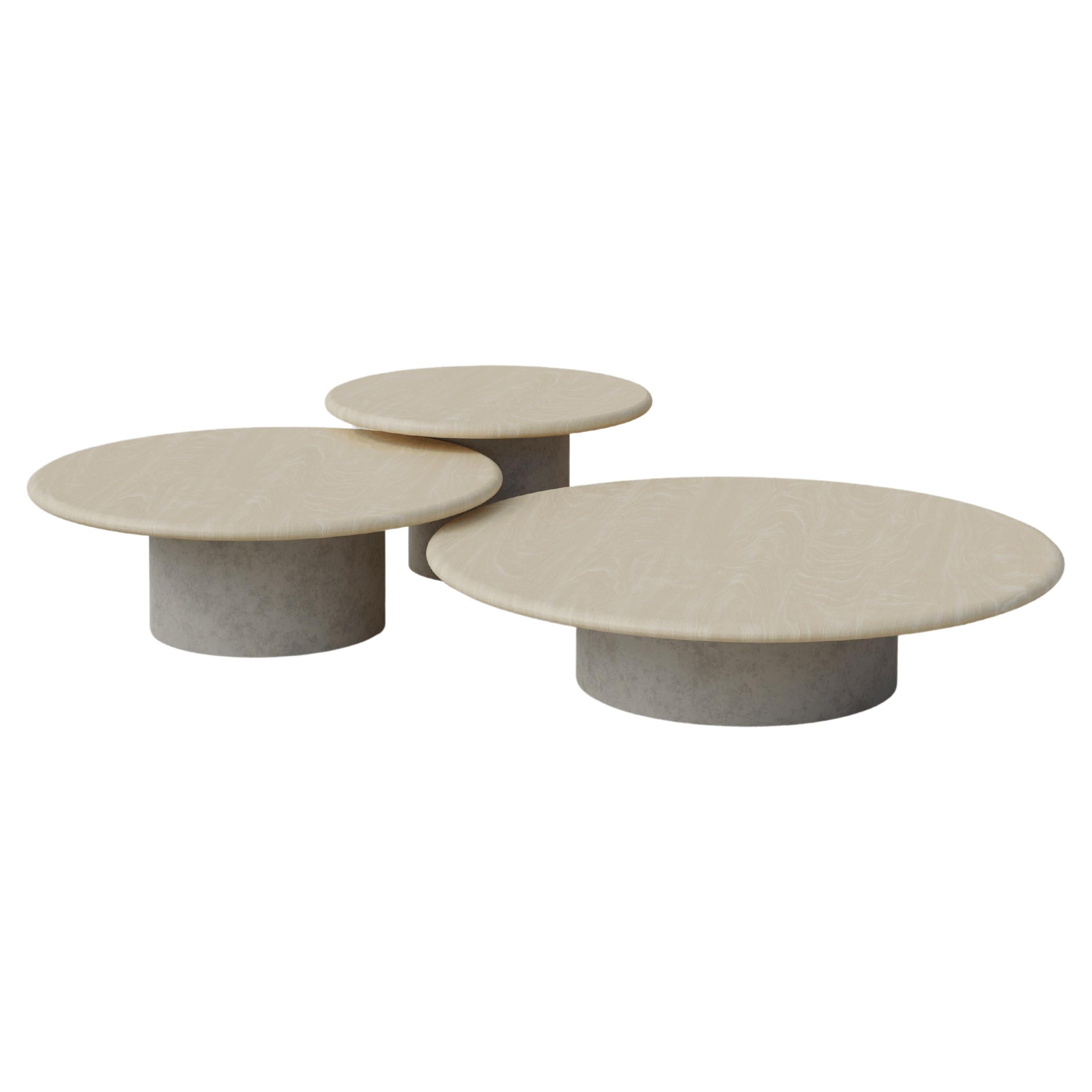 Raindrop Coffee Table Set, 600, 800, 1000, Ash / Microcrete For Sale