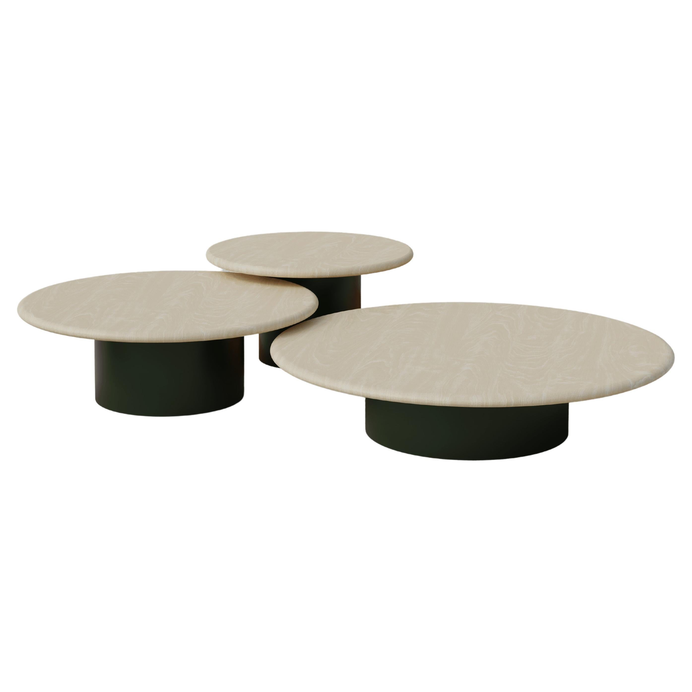 Raindrop Coffee Table Set, 600, 800, 1000, Ash / Moss Green For Sale