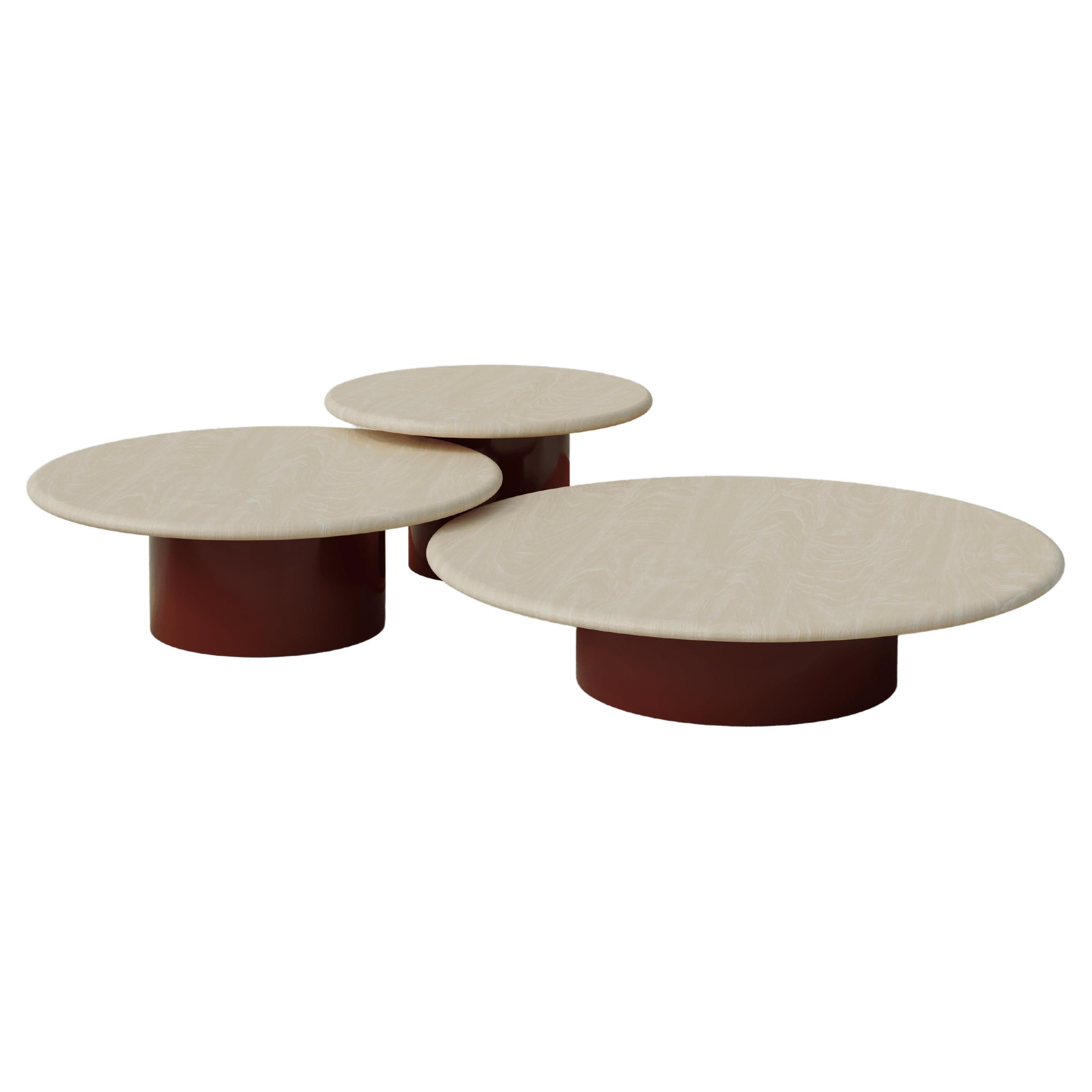 Raindrop Coffee Table Set, 600, 800, 1000, Ash / Terracotta