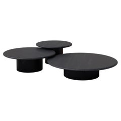 Ensemble de tables basses en forme de goutte d'eau, 600, 800, 1000, chêne noir / patiné