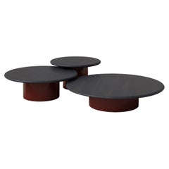 Raindrop Coffee Table Set, 600, 800, 1000, Black Oak / Terracotta