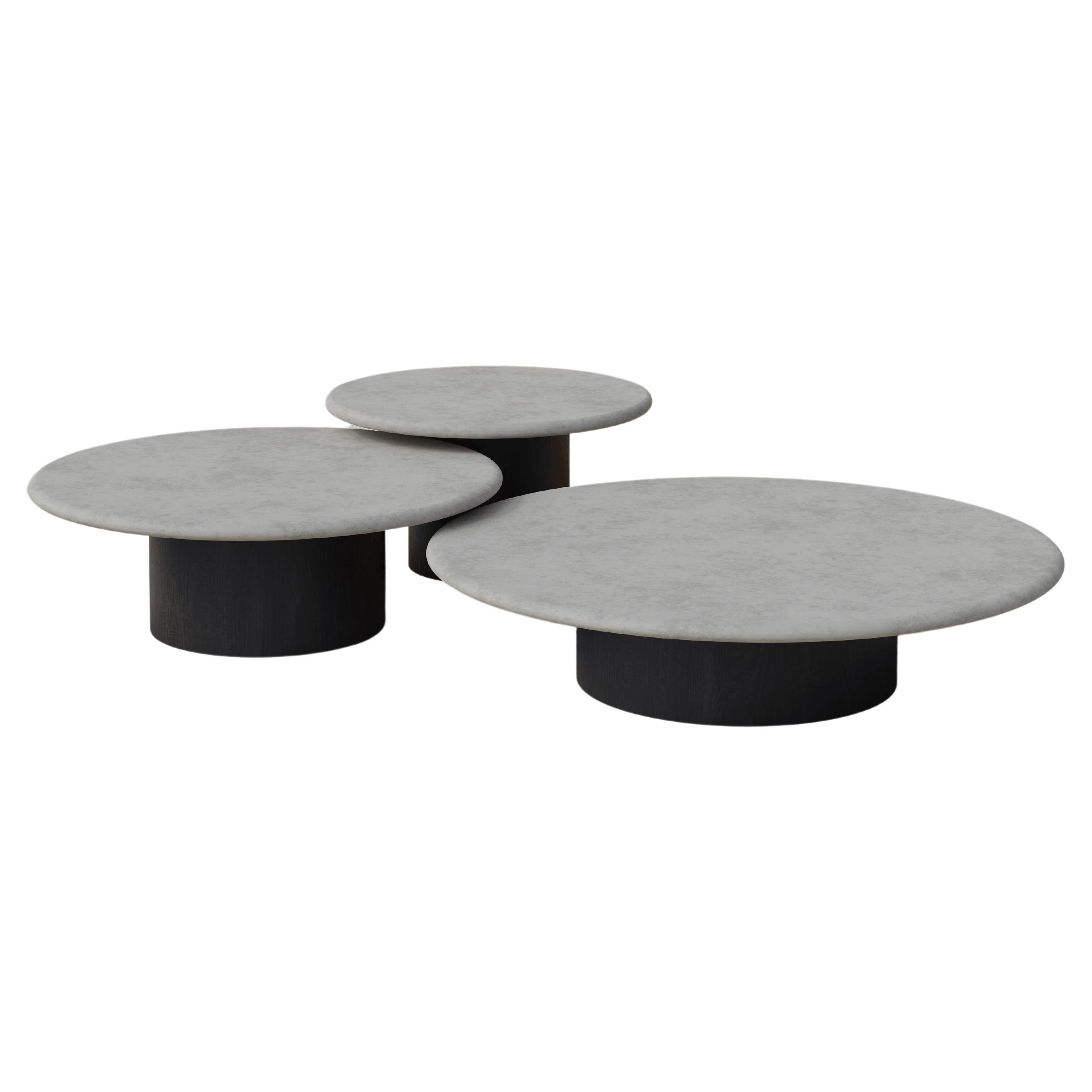 Raindrop Coffee Table Set, 600, 800, 1000, Microcrete / Black Oak