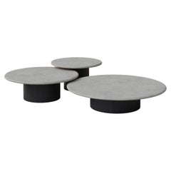 Ensemble de tables basses en forme de goutte de pluie, 600, 800, 1000, Microcrete / chêne noir