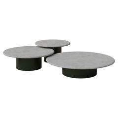 Raindrop Coffee Table Set, 600, 800, 1000, Microcrete / Moss Green