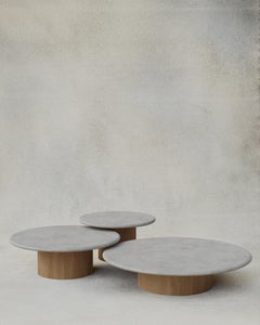 Raindrop Coffee Table Set, 600, 800, 1000, Microcrete / Oak