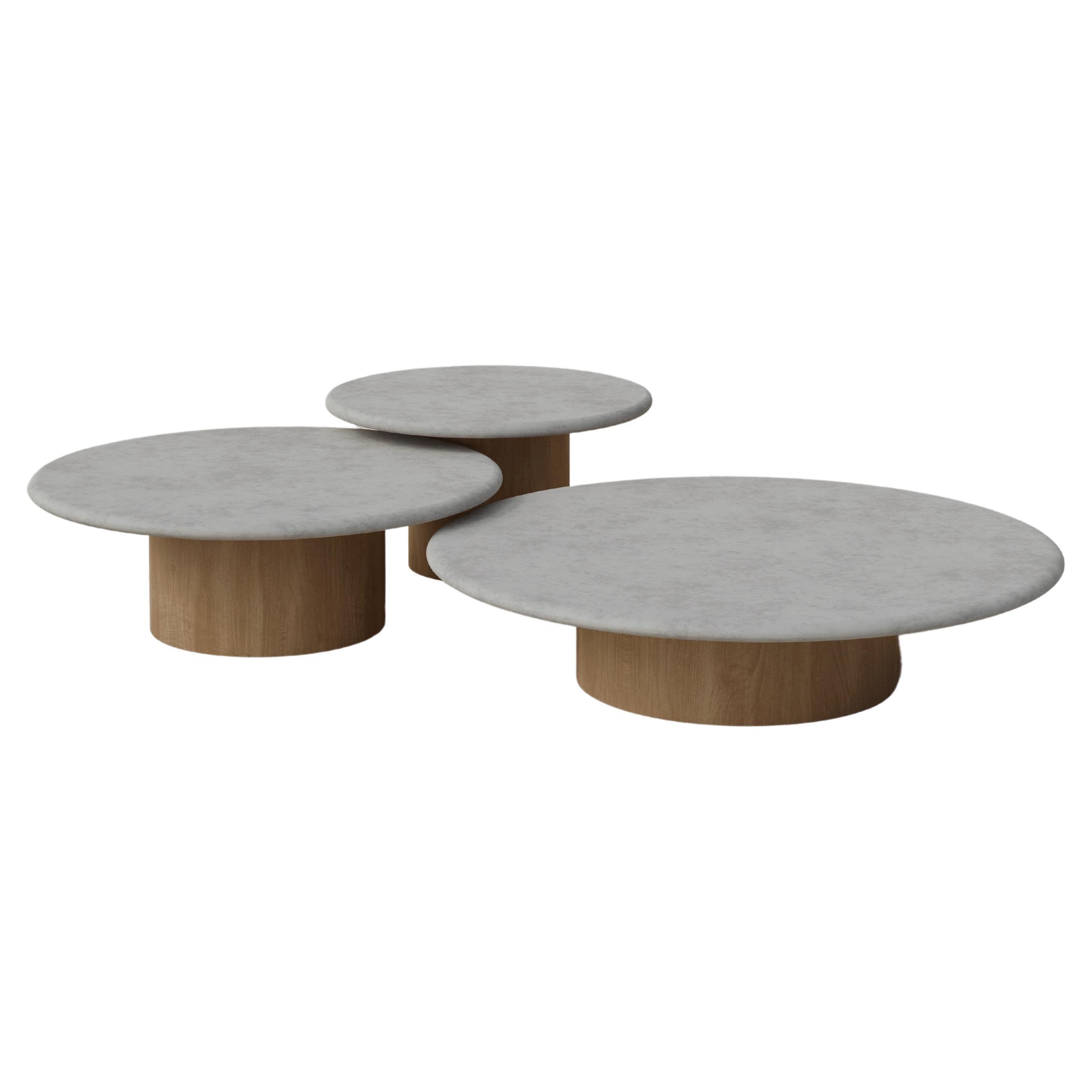 Raindrop Coffee Table Set, 600, 800, 1000, Microcrete / Oak