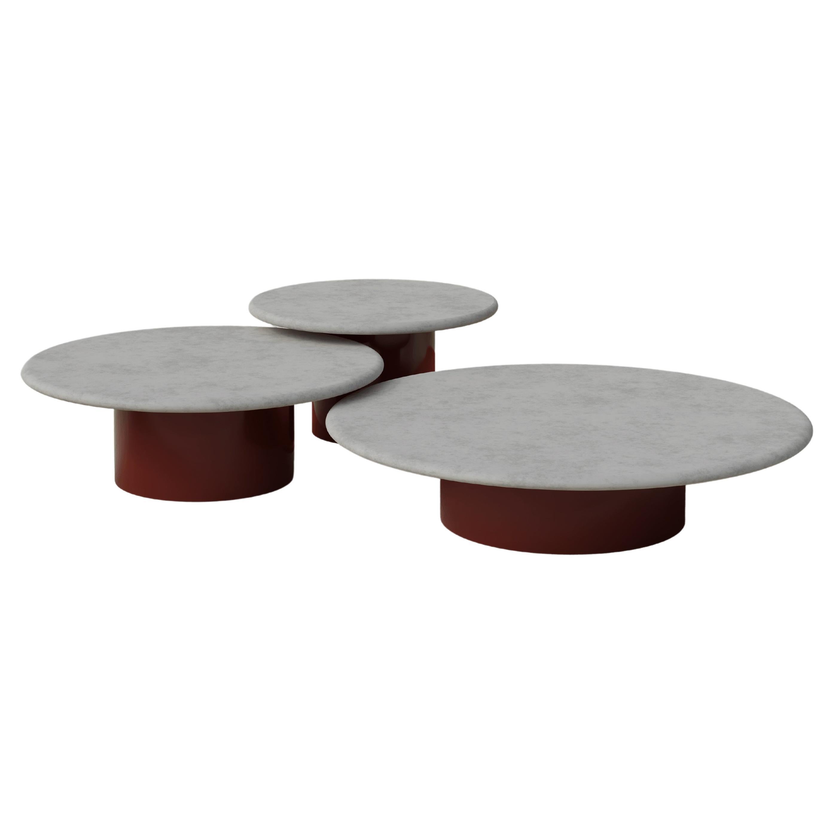 Raindrop Coffee Table Set, 600, 800, 1000, Microcrete / Terracotta For Sale