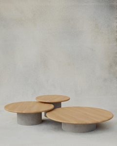 Raindrop Coffee Table Set, 600, 800, 1000, Oak / Microcrete