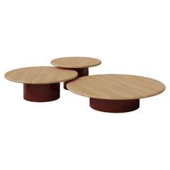 Raindrop Coffee Table Set, 600, 800, 1000, Oak / Terracotta