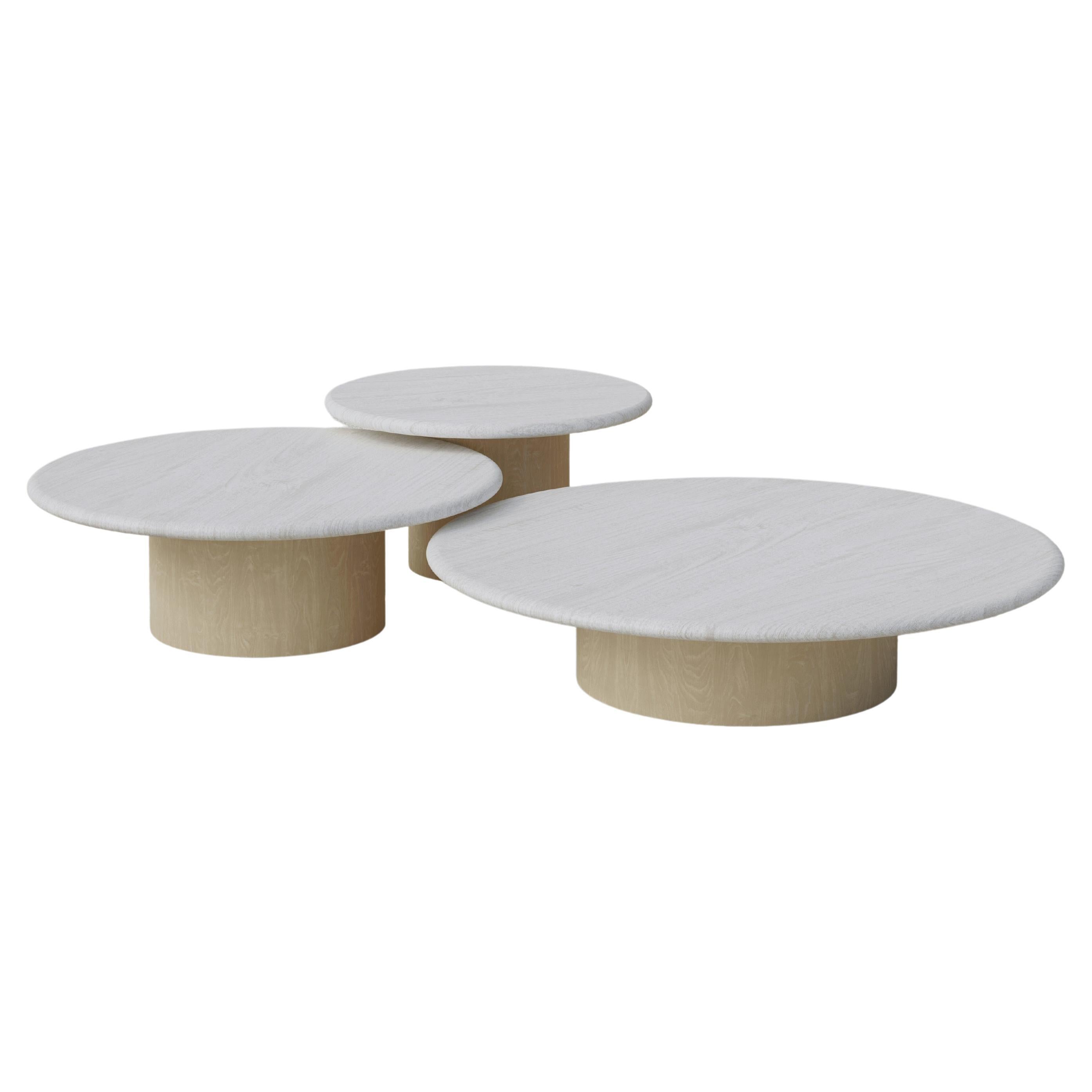 Raindrop Coffee Table Set, 600, 800, 1000, White Oak / Ash For Sale