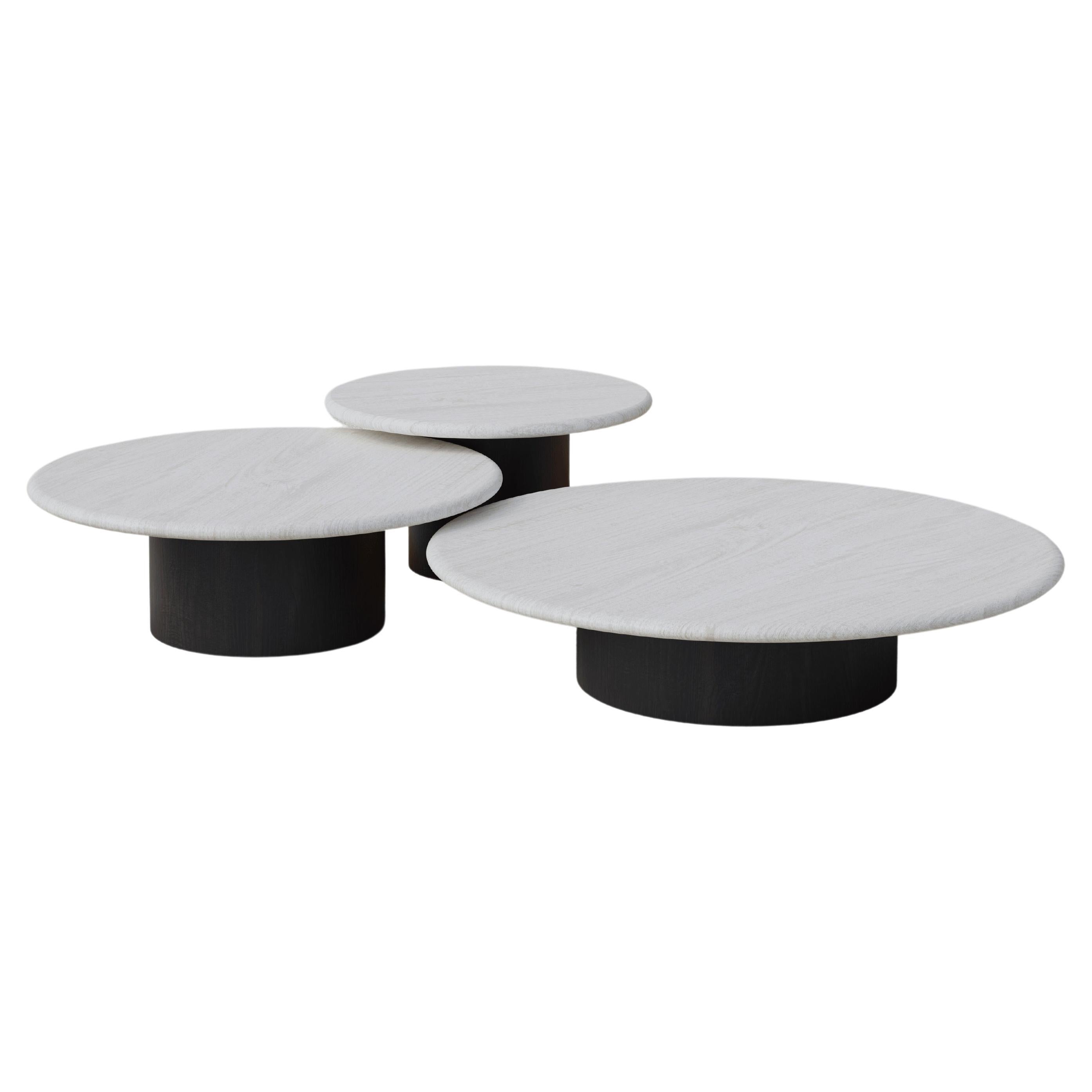 Raindrop Coffee Table Set, 600, 800, 1000, White Oak / Black Oak