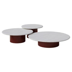 Ensemble de tables basses en forme de goutte d'eau, 600, 800, 1000, chêne blanc / terre cuite