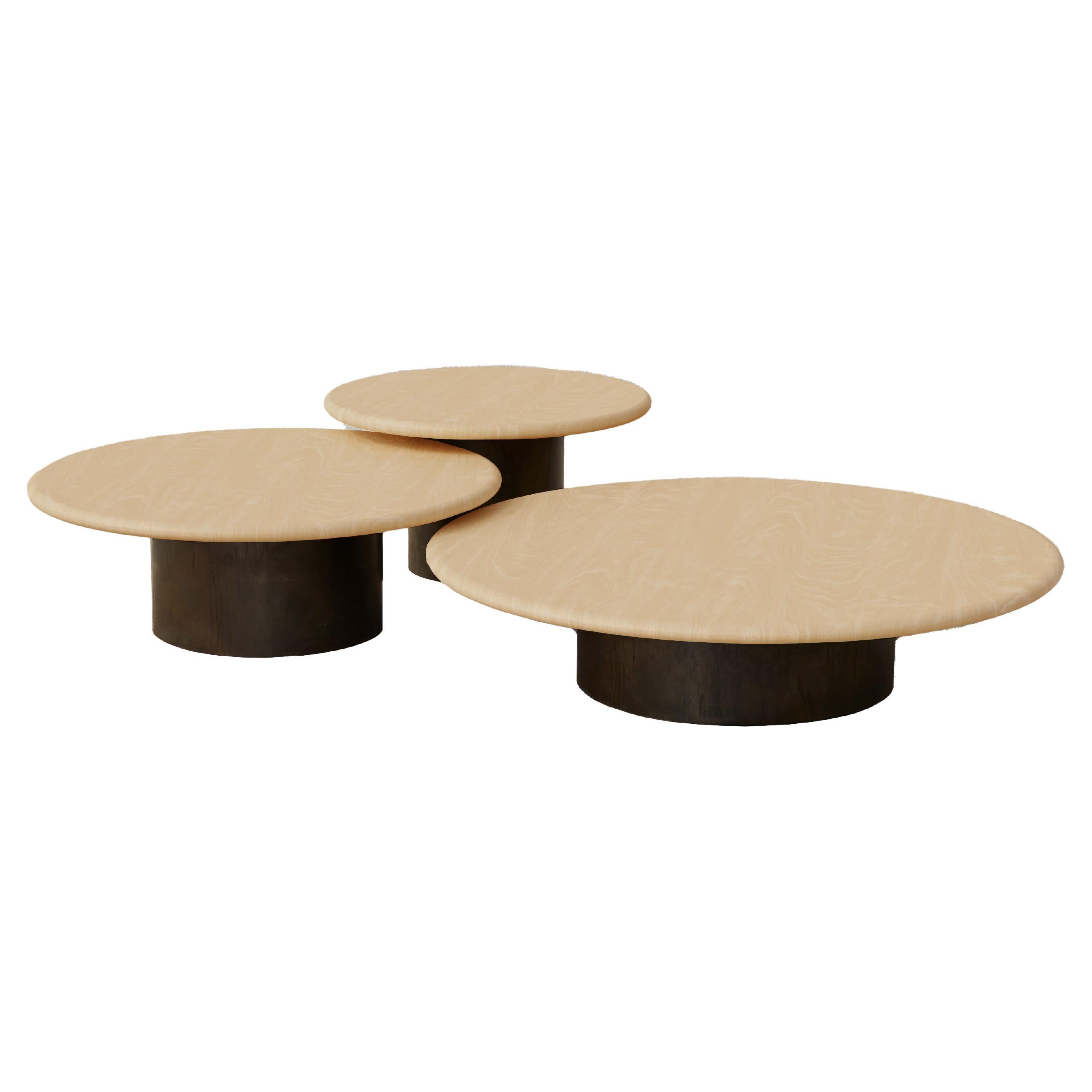 Raindrop Coffee Table Set, Ash/ Patinated For Sale