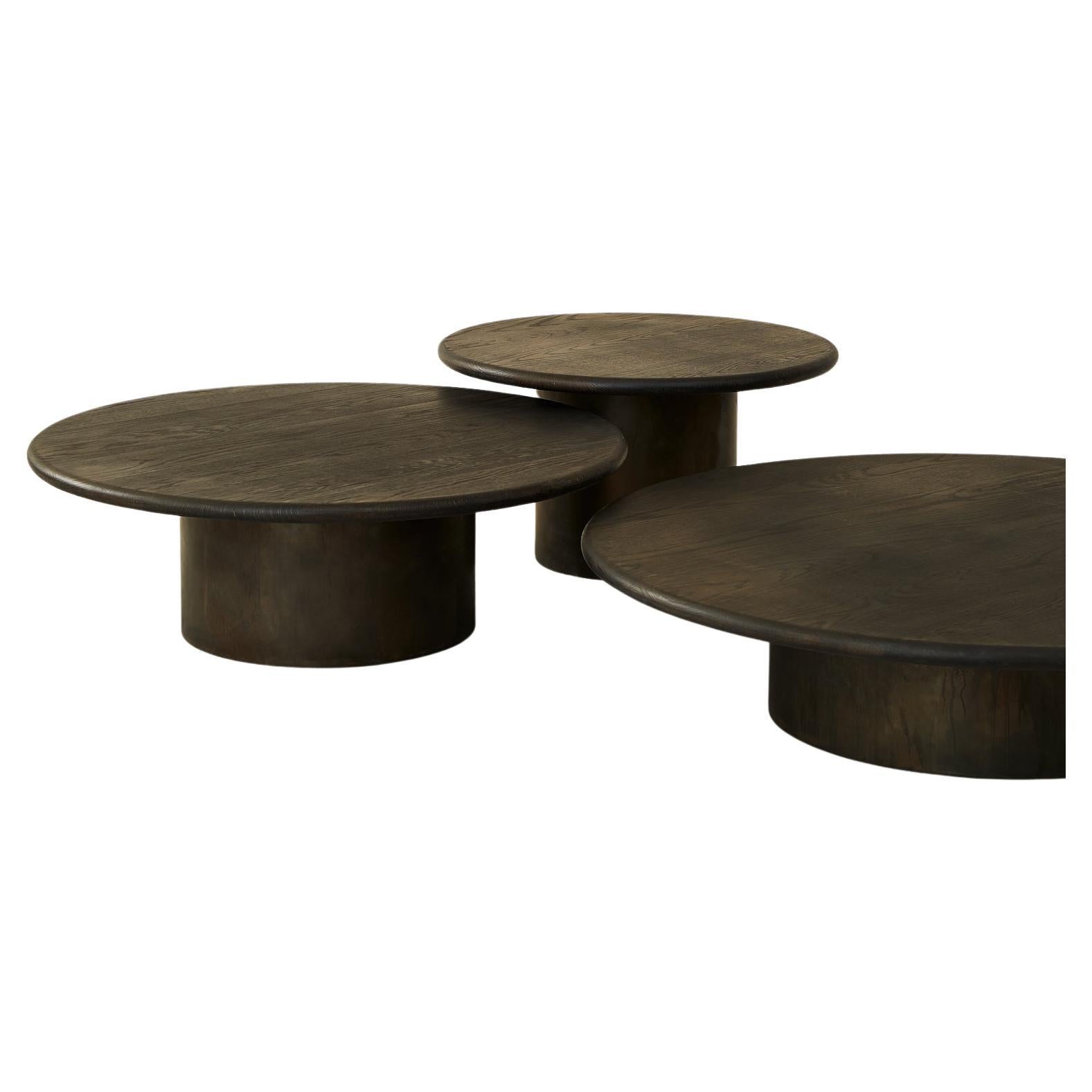 Raindrop Coffee Table Set, Black Oak / Patinated  For Sale