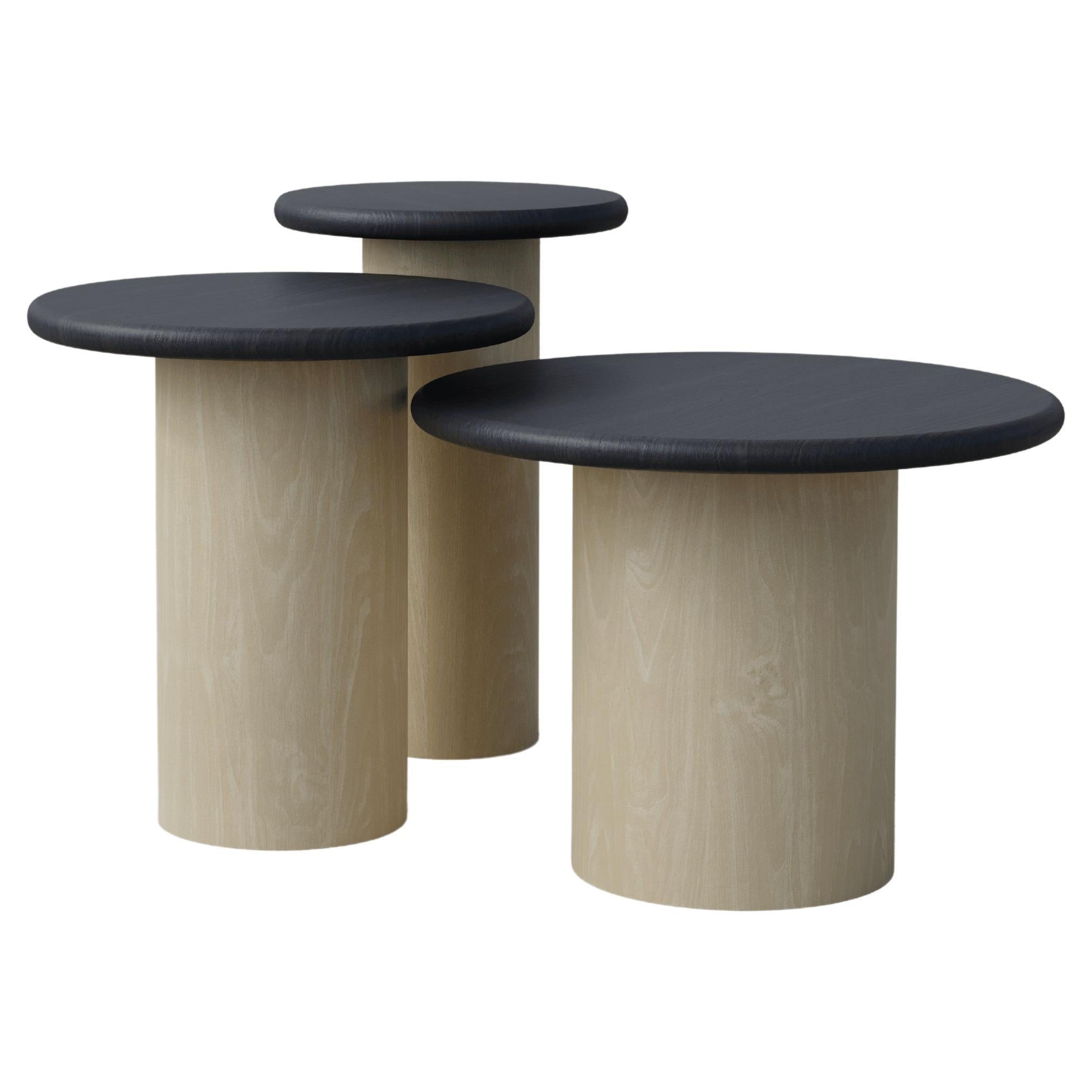 Raindrop Side Table Set, 300, 400, 500, Black Oak / Ash For Sale