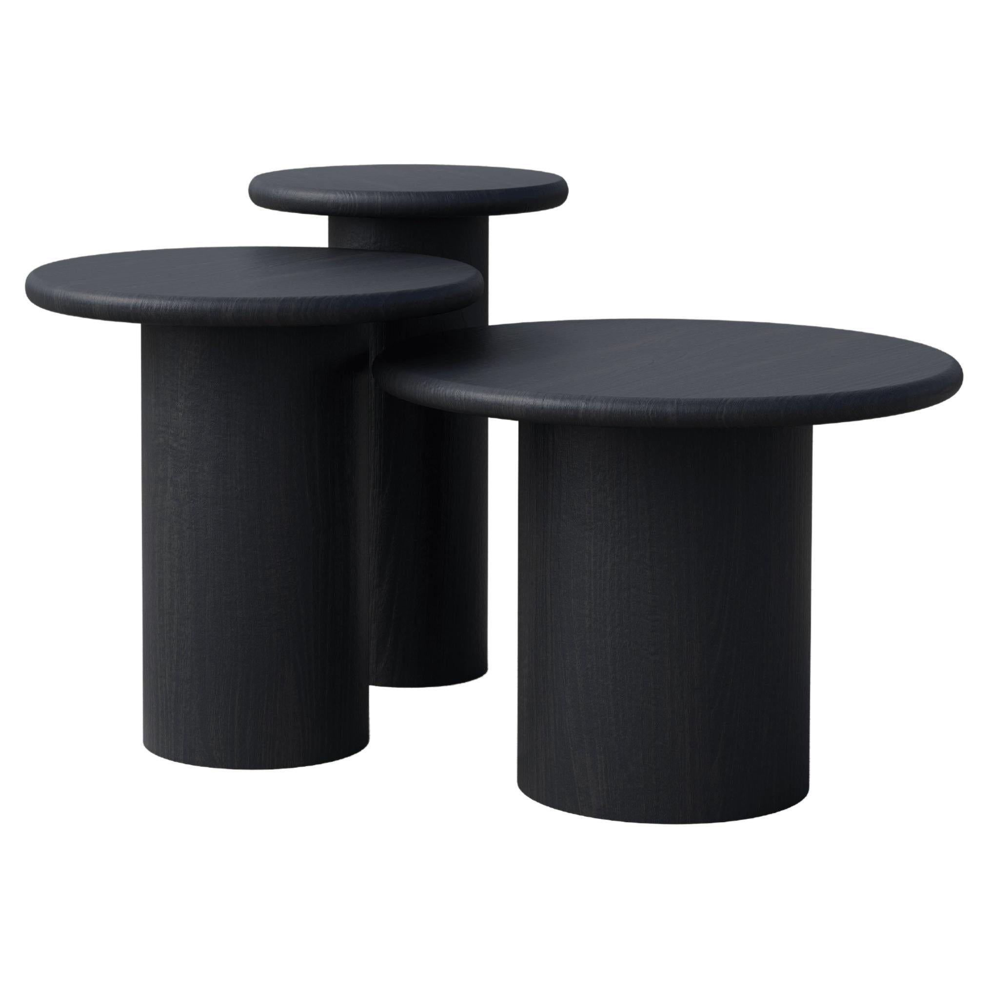 Raindrop Side Table Set, 300, 400, 500, Black Oak / Black Oak