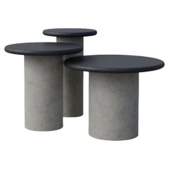 Raindrop Side Table Set, 300, 400, 500, Black Oak / Microcrete