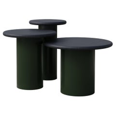 Ensemble de tables d'appoint Raindrop, 300, 400, 500, chêne noir / vert mousse