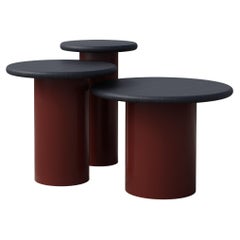 Raindrop Side Table Set, 300, 400, 500, Black Oak / Terracotta