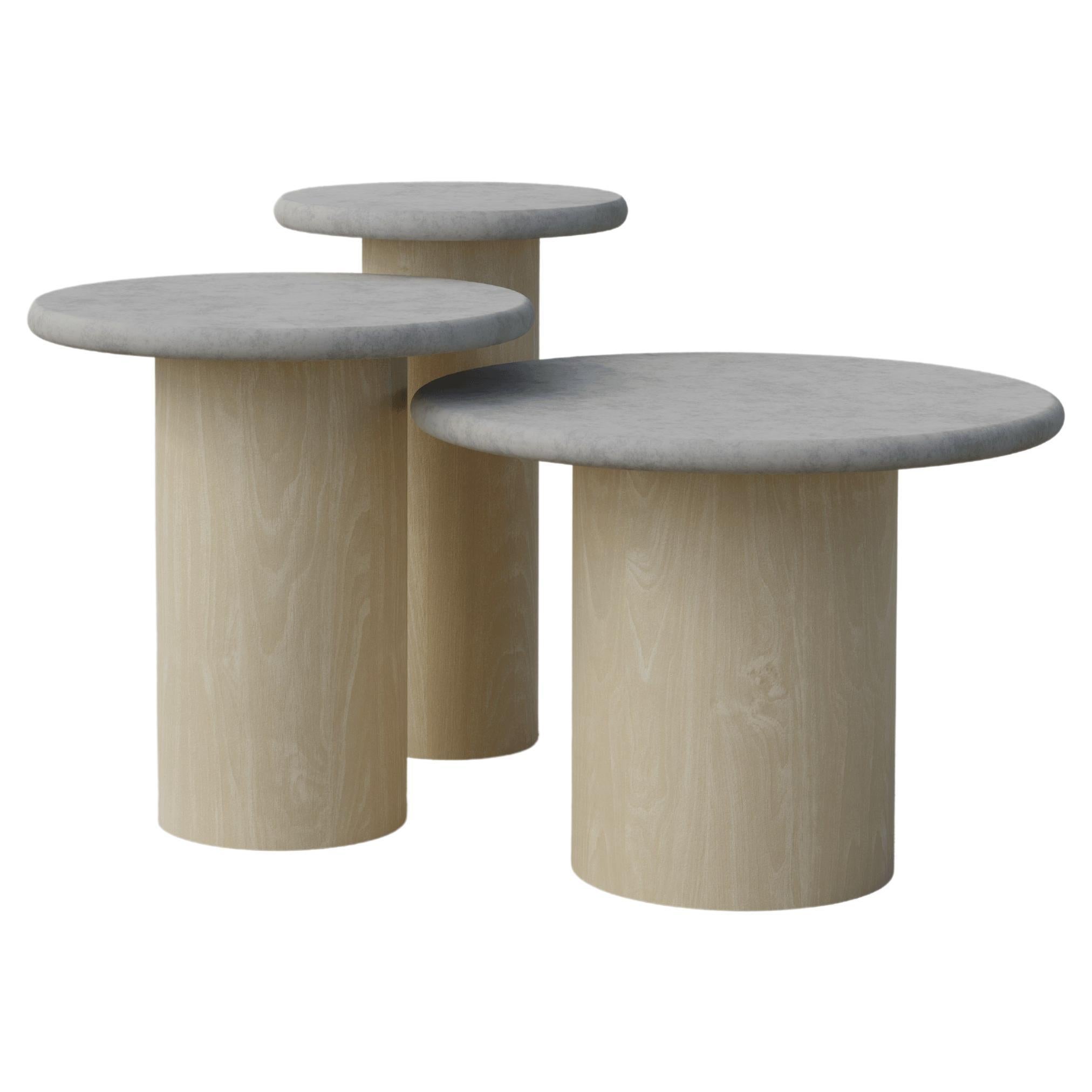 Raindrop Side Table Set, 300, 400, 500, Microcrete / Ash For Sale