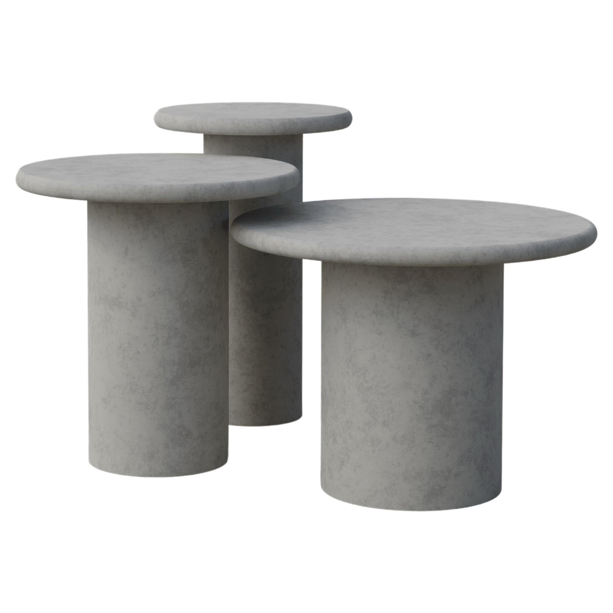 Raindrop Side Table Set, 300, 400, 500, Microcrete / Microcrete For Sale