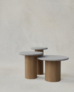 Raindrop Side Table Set, 300, 400, 500, Microcrete / Oak
