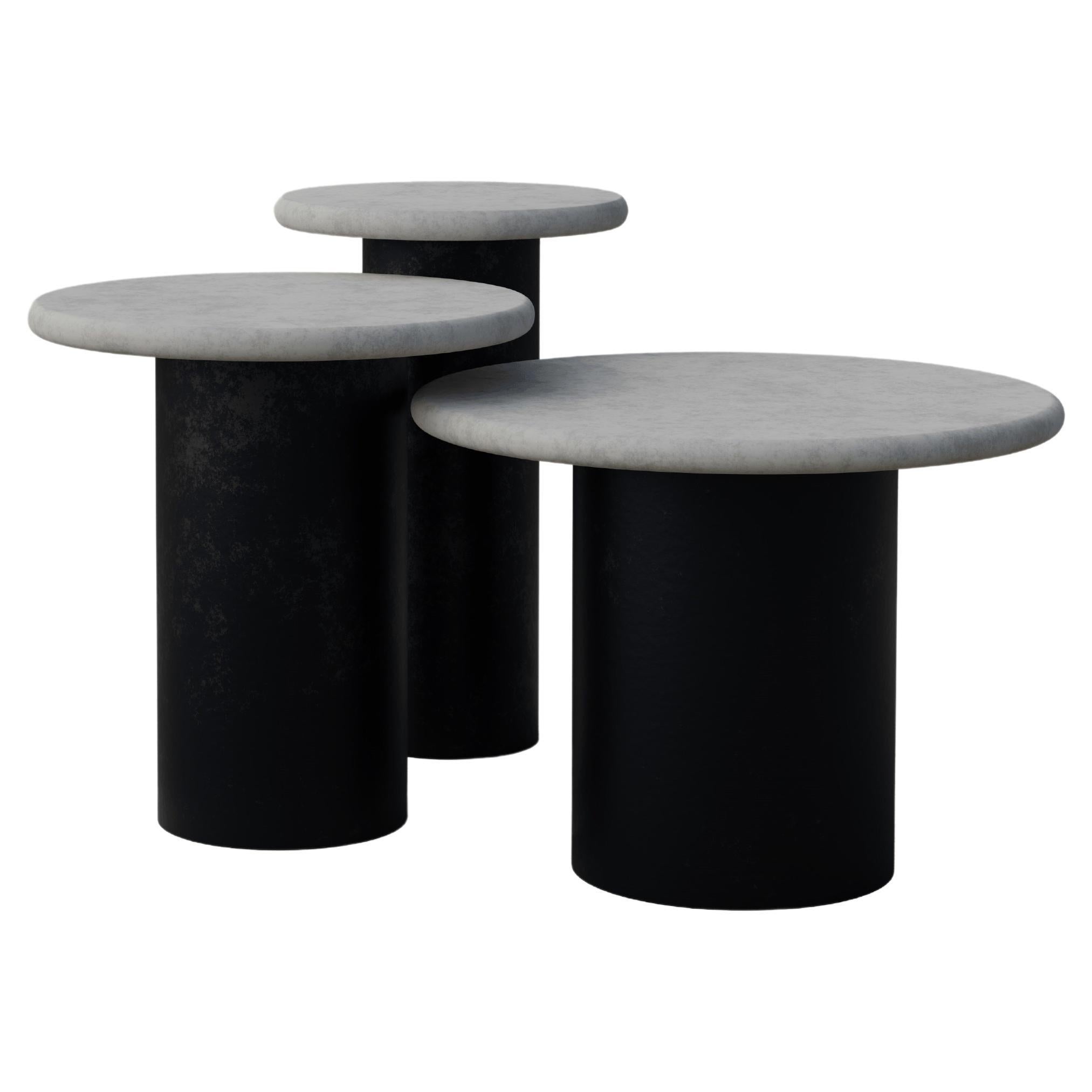 Raindrop Side Table Set, 300, 400, 500, Microcrete / Patinated For Sale