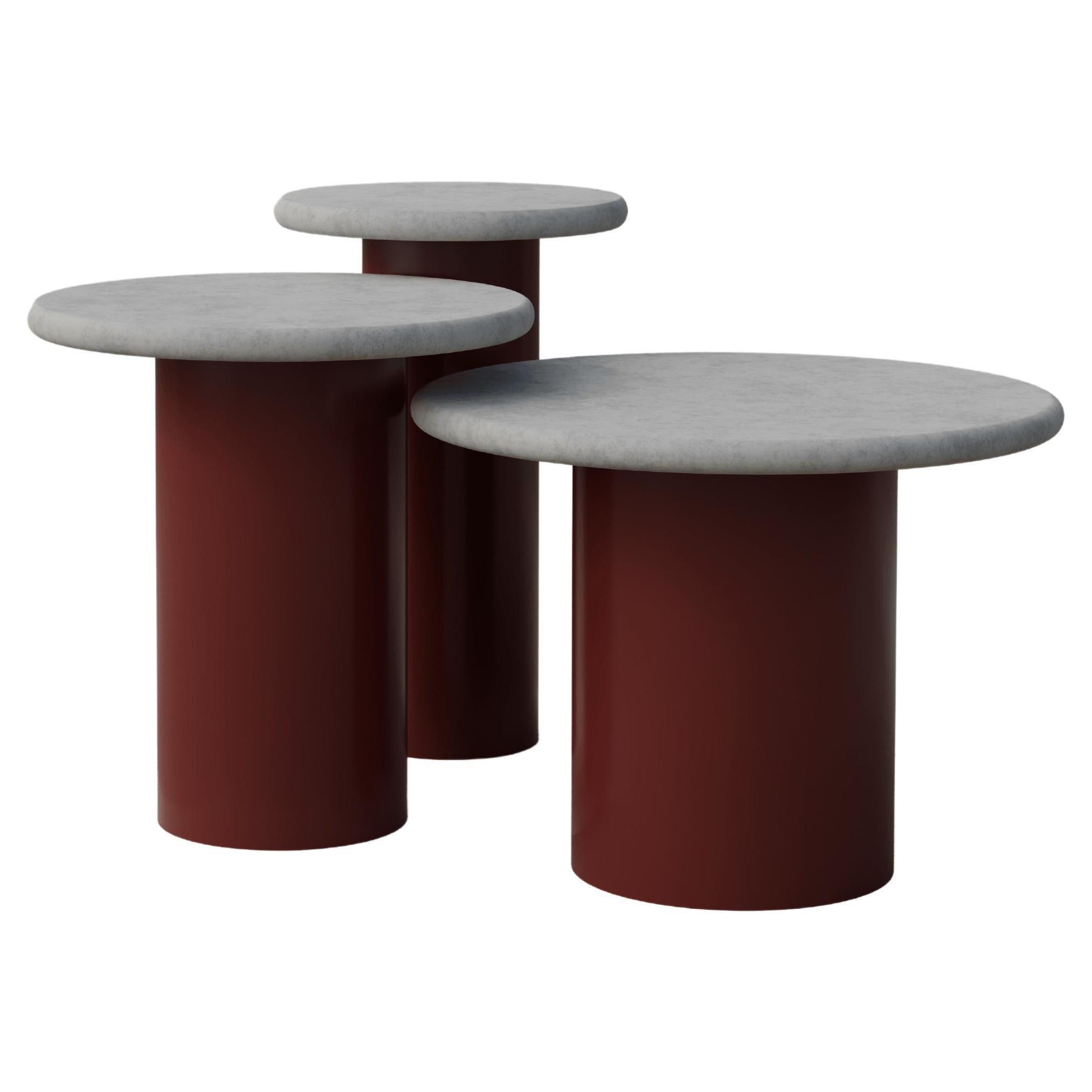 Raindrop Side Table Set, 300, 400, 500, Microcrete / Terracotta