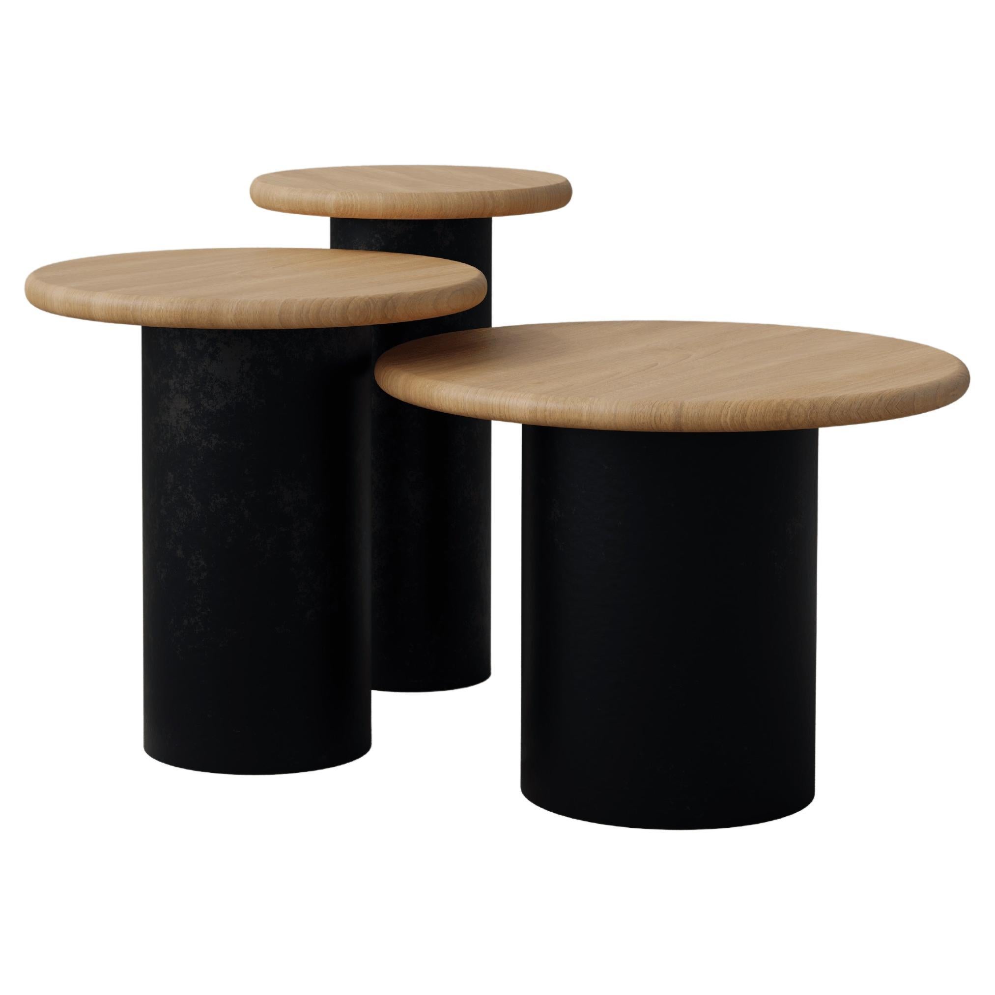 Raindrop Side Table Set, 300, 400, 500, Oak / Patinated For Sale