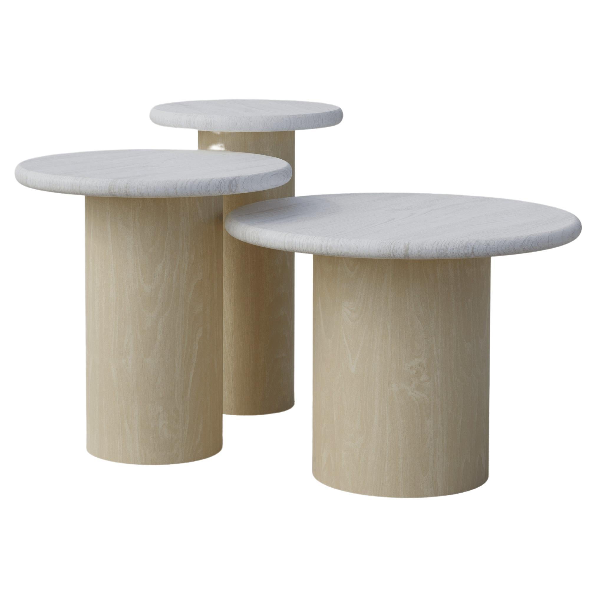 Raindrop Side Table Set, 300, 400, 500, White Oak / Ash For Sale