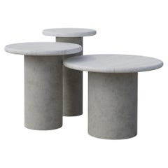 Raindrop Side Table Set, 300, 400, 500, White Oak / Microcrete