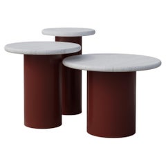 Raindrop Side Table Set, 300, 400, 500, White Oak / Terracotta
