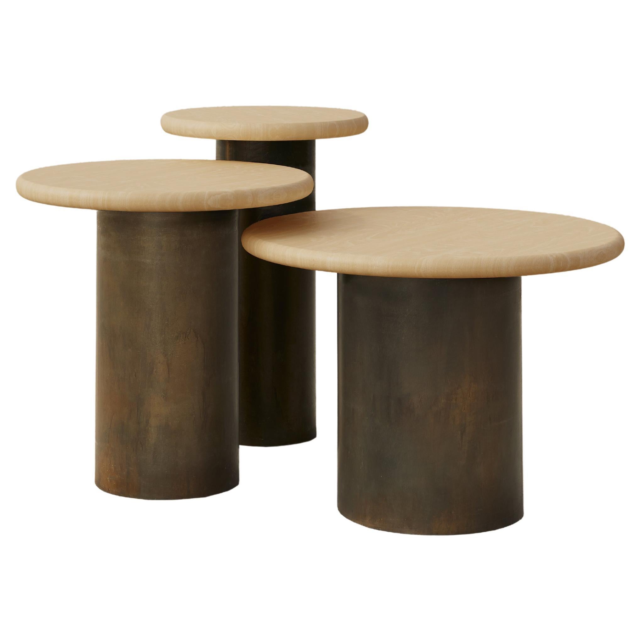 Raindrop Side Table Set, Ash / Patinated For Sale