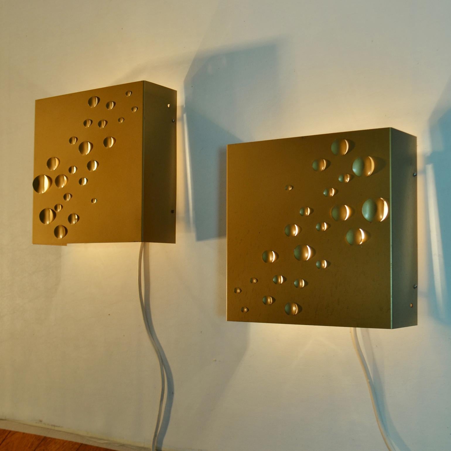 Anodized Raindrop Wall Lamps Anodised in Gold by Jelle Jelles for Raak, 1965 For Sale