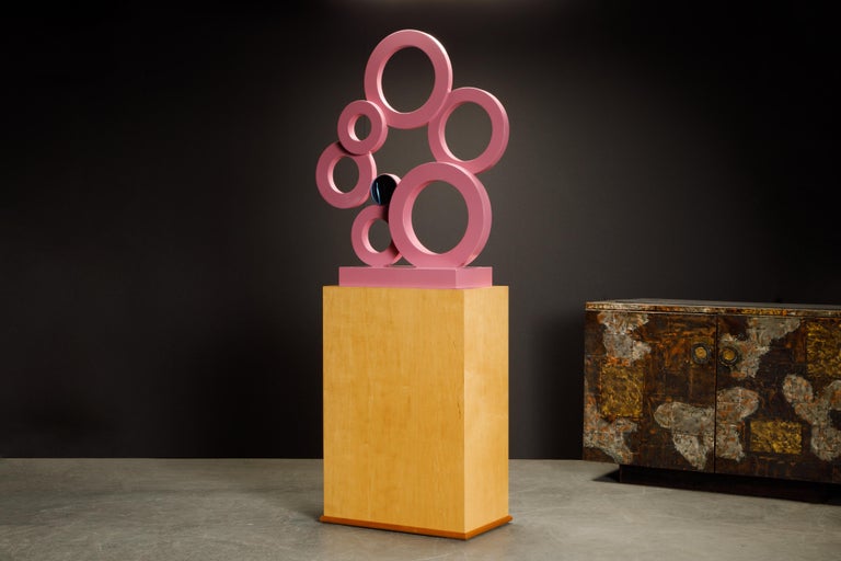 Acrylic 'Raindrops' by Stewart MacDougall, Mounted Sculpture on Birch Base, c. 2000 For Sale