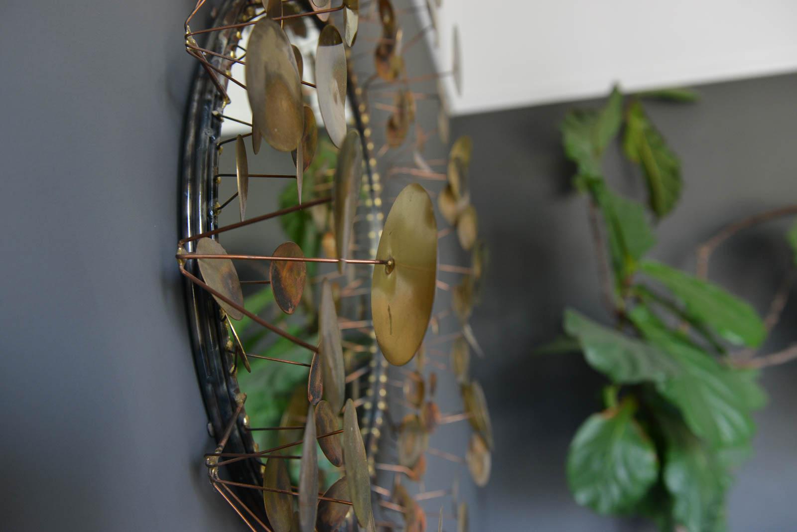 Mid-20th Century Raindrops Mirror in Brass by C. Jere, 1968