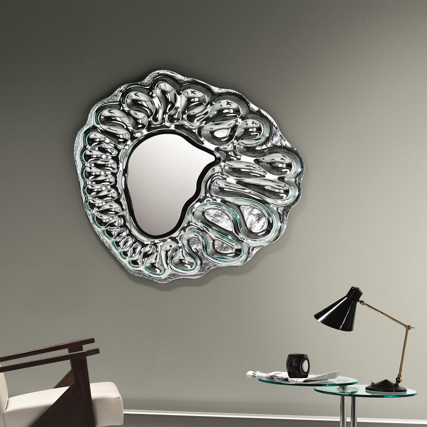 Italian Raindrops Mirror in Silver Finish For Sale