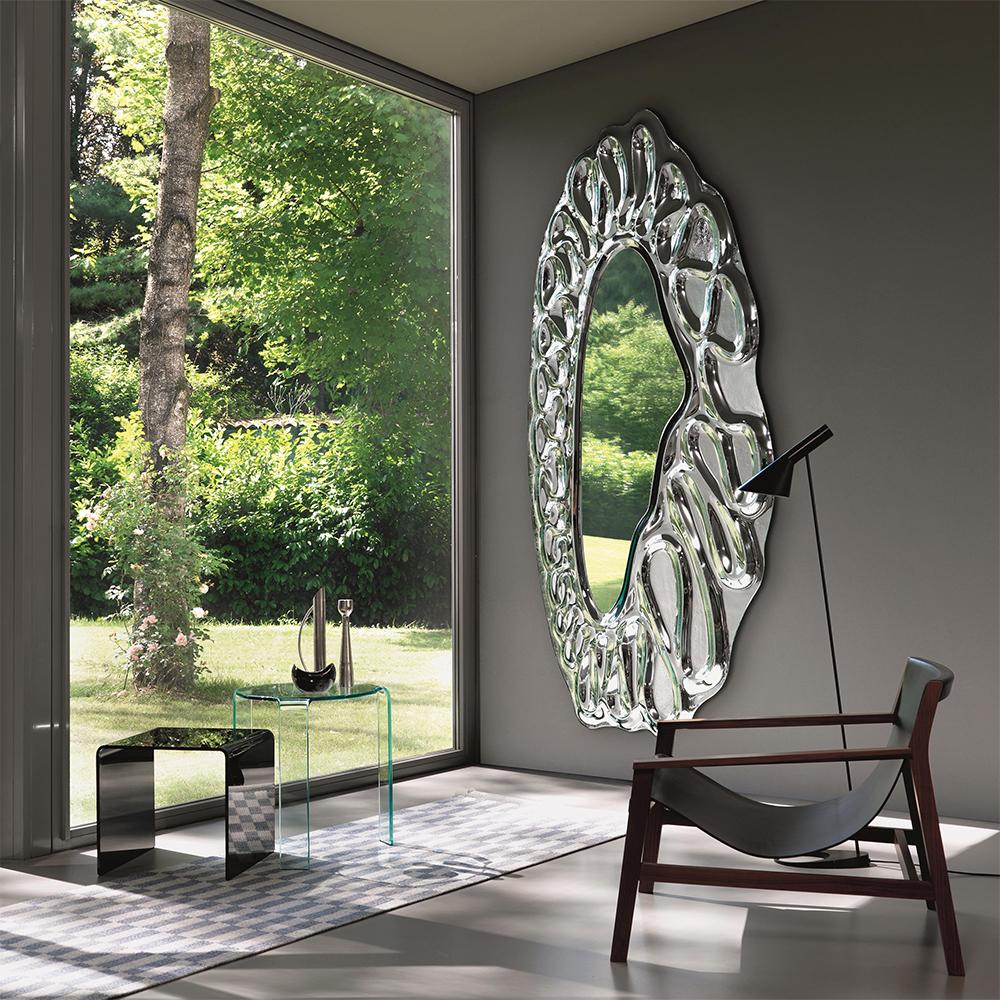 Hand-Crafted Raindrops Mirror in Silver Finish