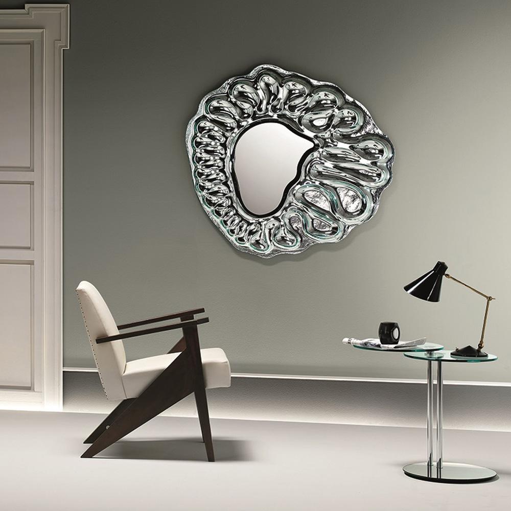 Contemporary Raindrops Mirror in Silver Finish