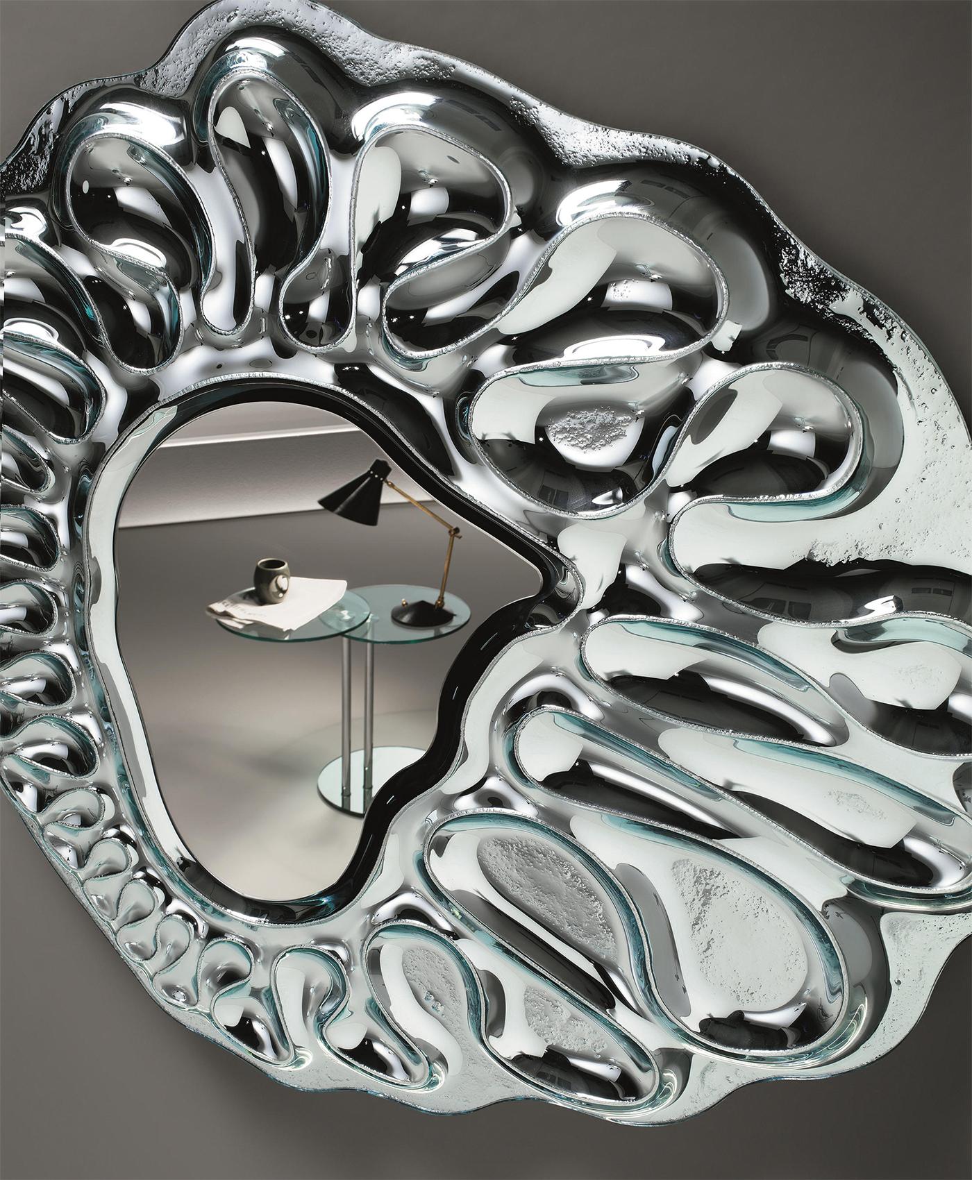 Raindrops Mirror in Silver Finish For Sale 2