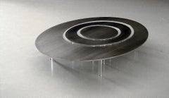 Raindrops Oval Set of Coffee Tables, Stainless Steel Top and Acrylic Legs