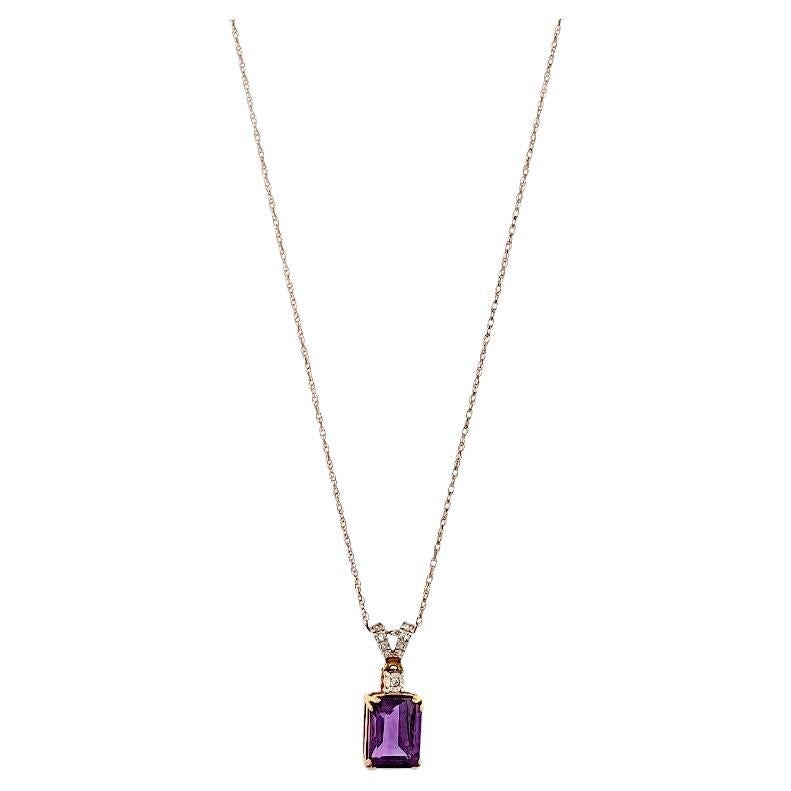 Raine Necklace  10k Yellow Gold Dainty Necklace  0.03ct Diamonds & Amethyst