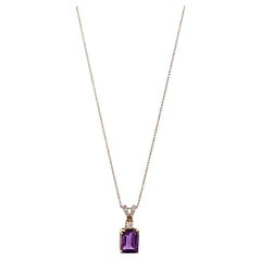 Raine Necklace  10k Yellow Gold Dainty Necklace  0.03ct Diamonds & Amethyst