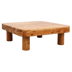 Vintage Rainer Daumiler Inspired Heavy Butcher Block Style Coffee Table