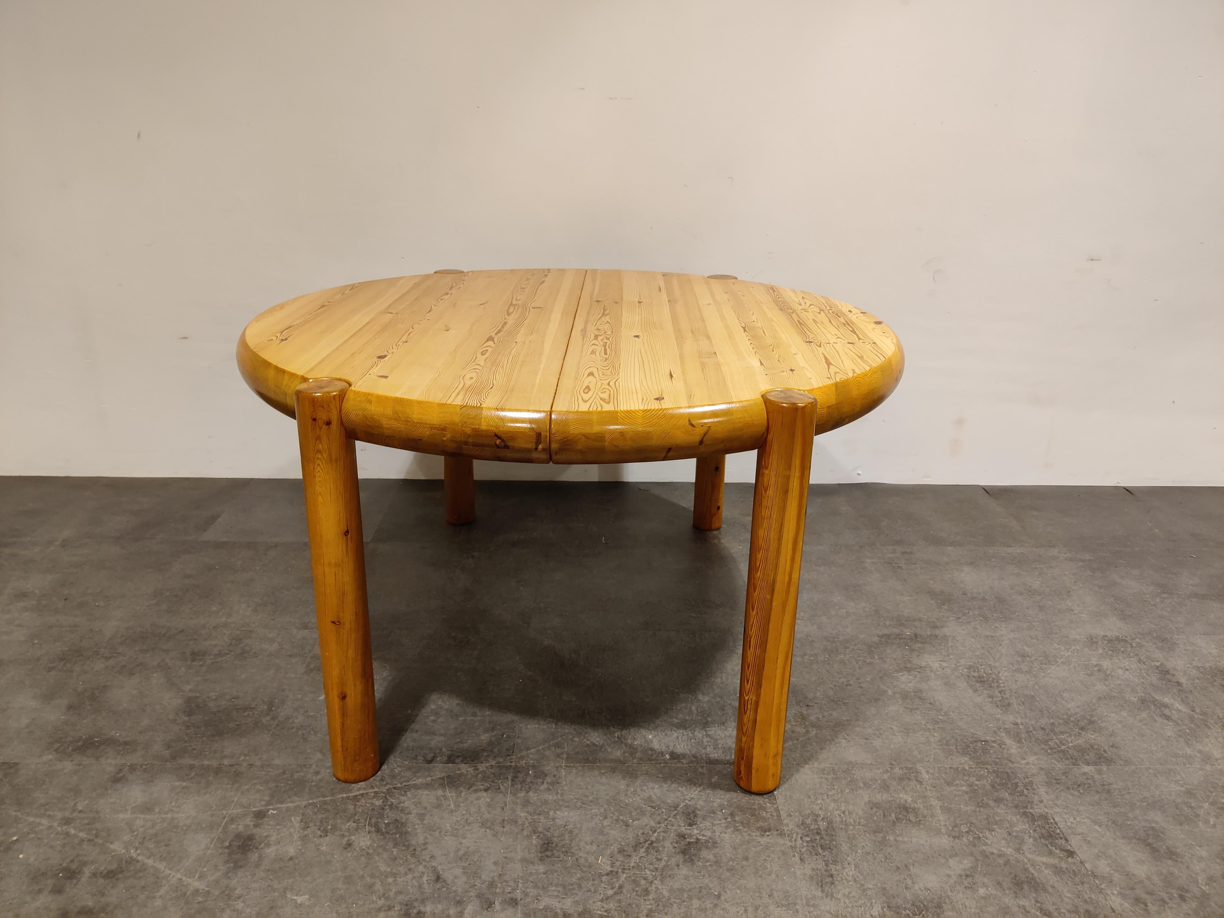 Late 20th Century Rainer Daumilier Pine Wood Extendable Dining Table, 1970s