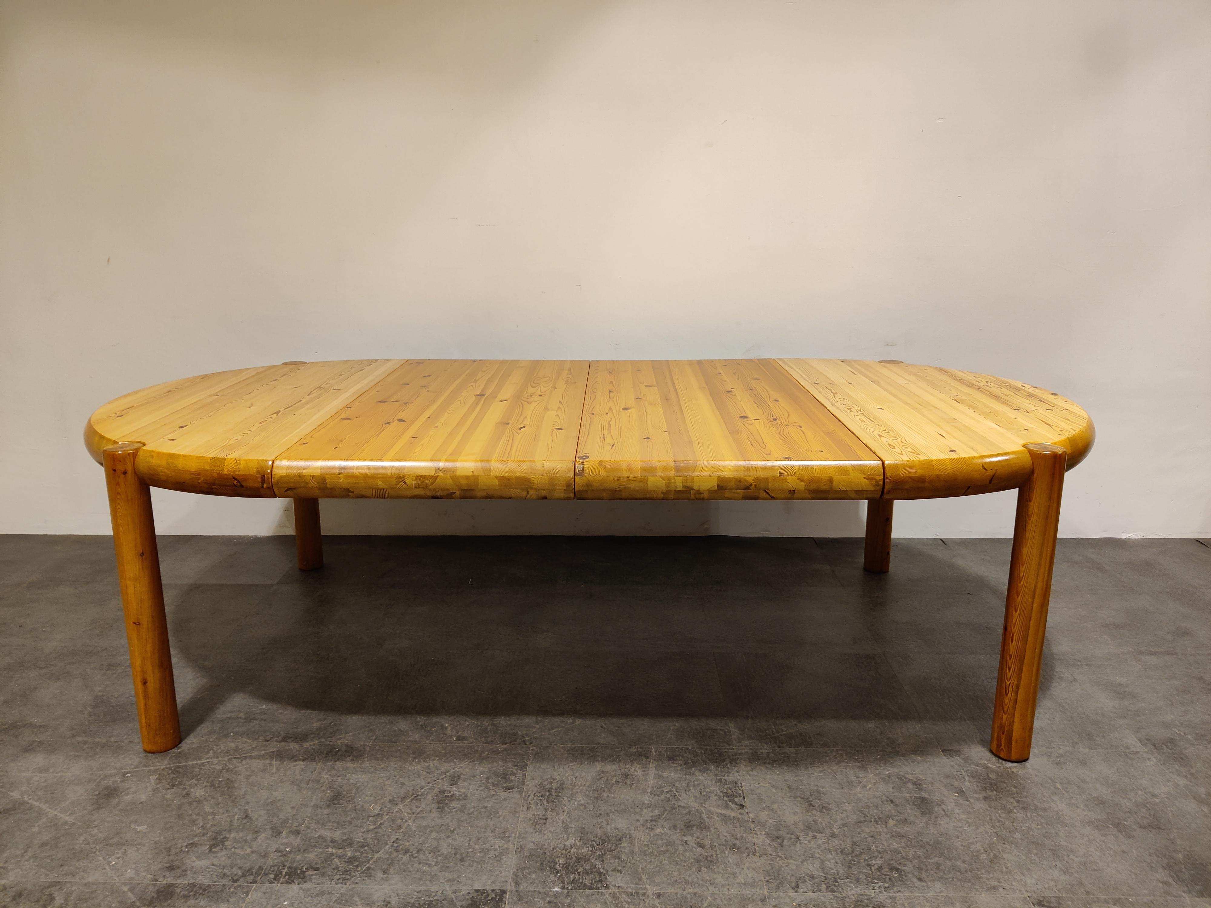 Rainer Daumilier Pine Wood Extendable Dining Table, 1970s 1