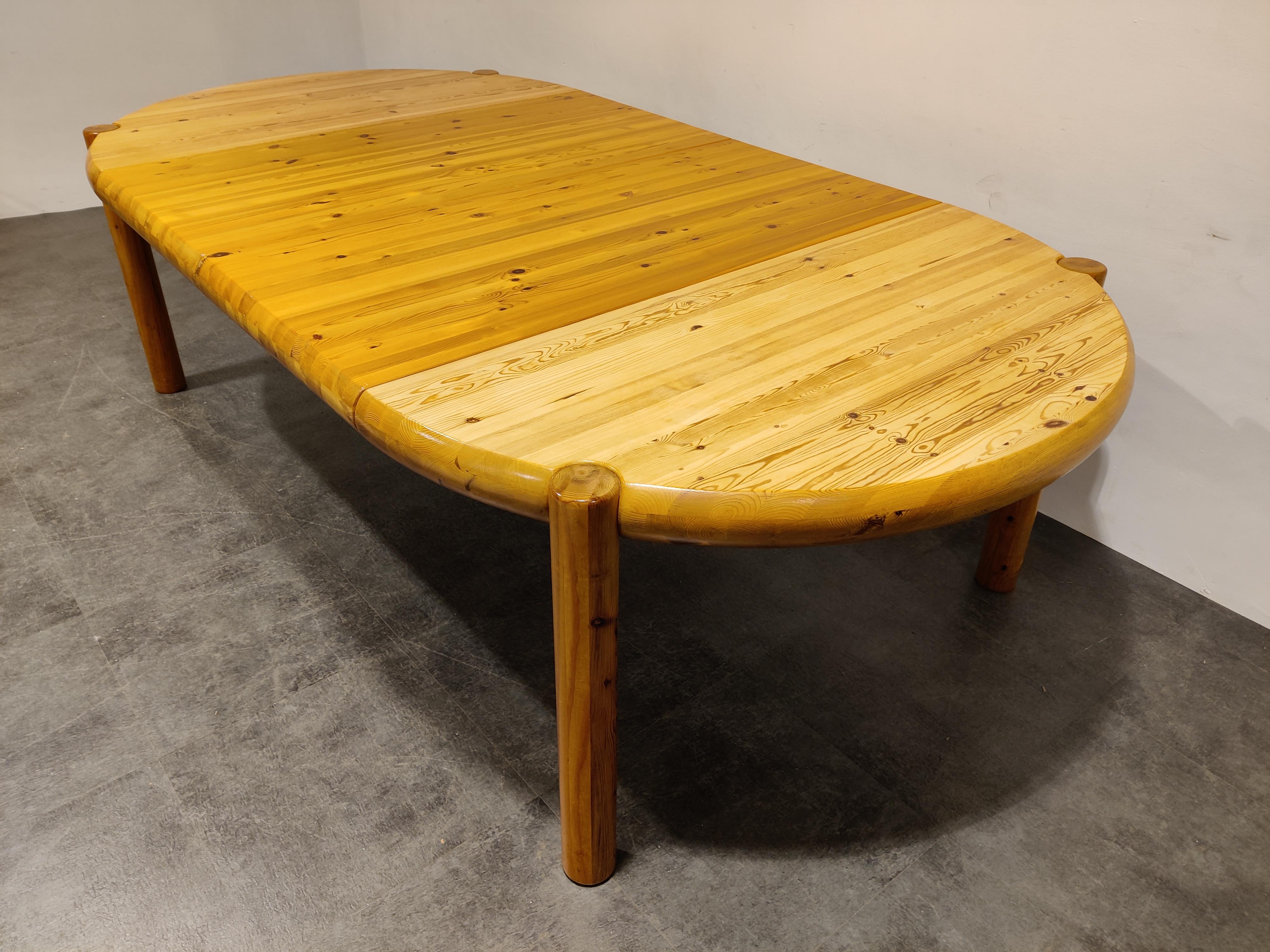 Rainer Daumilier Pine Wood Extendable Dining Table, 1970s 3