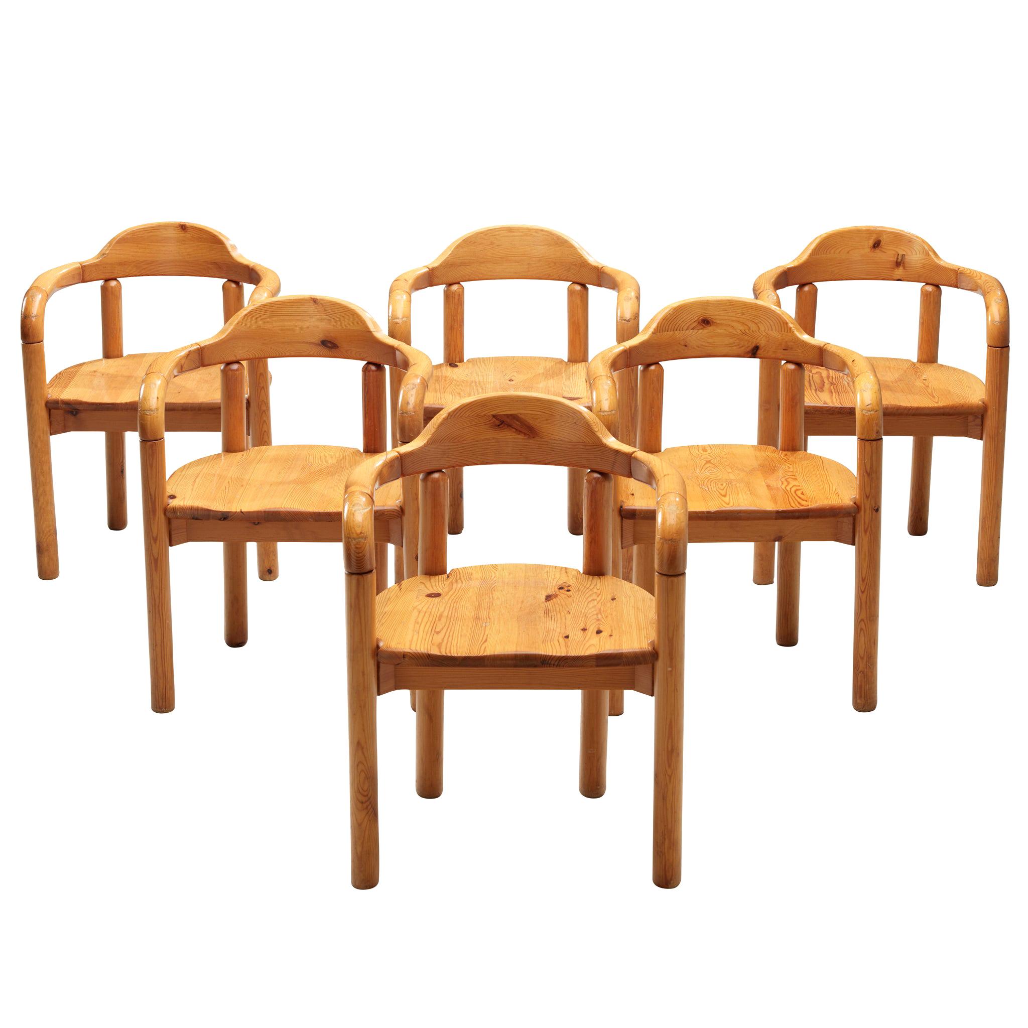 Rainer Daumiller Set of Six Armchairs in Solid Pine